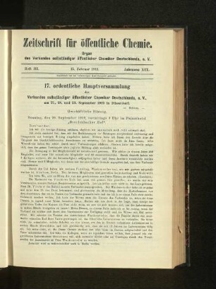 Heft III. 15. Februar 1913. Jahrgang XIX.