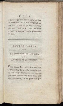 Lettre CXXVI. - Lettre Lettre CXXX.