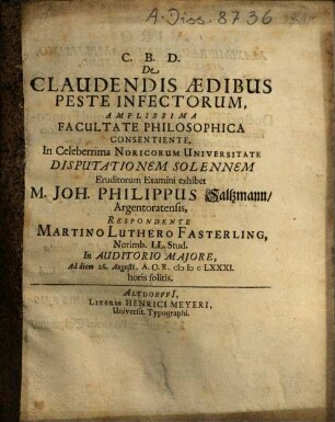 De Claudendis Aedibus Peste Infectorum