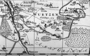Ämter Wurzen und Eilenburg. Karte der Ämter Wurzen und Eilenburg, von Schenk, Mitte 18. Jh.