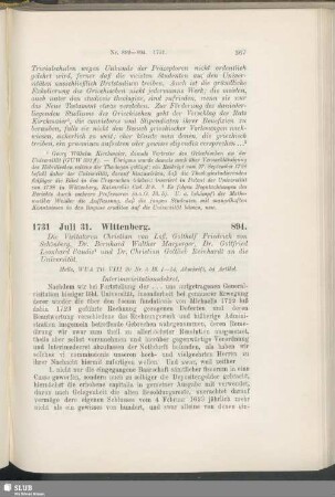 894. 1731, Juli 31. Wittenberg