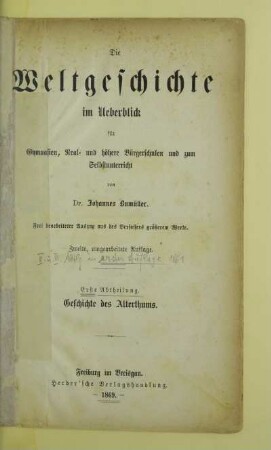 Abth. 1: Geschichte des Alterthums