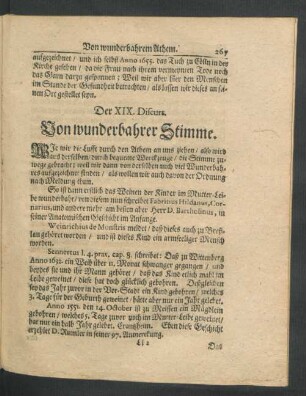 Der XIX. Discurs. Von wunderbahrer Stimme.