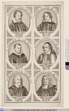 Eichstätter Bischöfe: Martin I., Kaspar, Johann Konrad, Johann Christoph, Marquard II., Johannes Eucharius