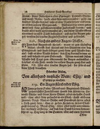 Sibender Ansatz. Von allerhand nutzliche Wein/ Eßig/ und Syrupp zu machen