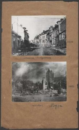Zerschossener Straßenzug in Noyon