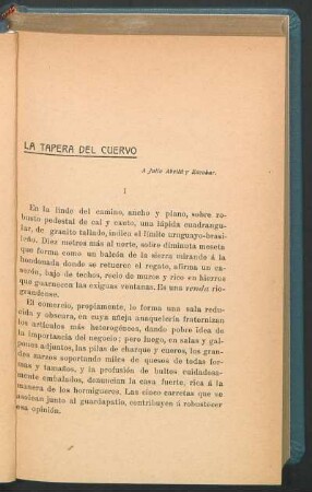 La tapera del cuervo : A Julio Abelita y Escobar.