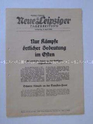 Extrablatt der "Neuen Leipziger Tageszeitung" u.a. über den britischen Luftangriff auf Städte in Westdeutschland
