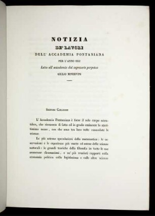 Notizia De' Lavori Del' Accademia Pontaniana