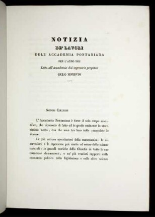 Notizia De' Lavori Del' Accademia Pontaniana