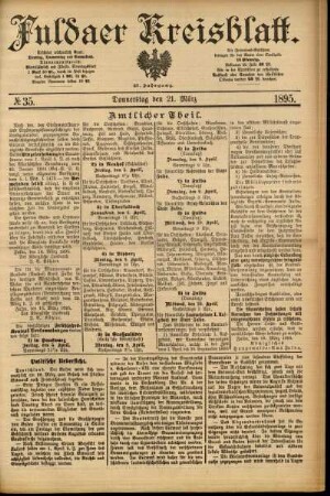 Erste Ausgabe vom Donnerstag, den 21. März 1895.
