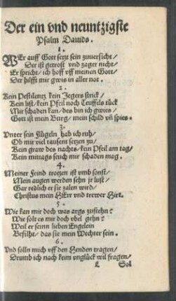 Der ein und neuntzigste Psalm Davids.
