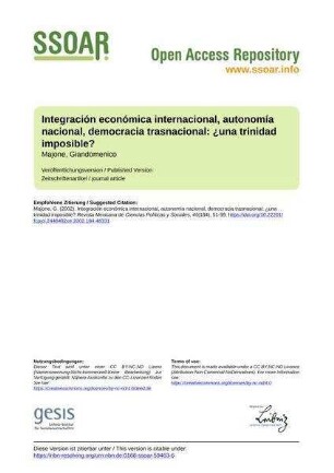 Integración económica internacional, autonomía nacional, democracia trasnacional: ¿una trinidad imposible?