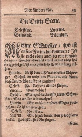 Die Dritte Scene. Celestine. Grinand. Lucrine. Blondin.