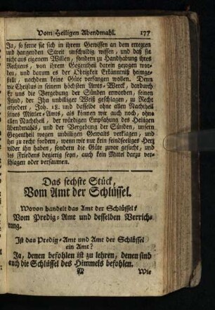 Das sechste Stueck: Vom Amt der Schluessel