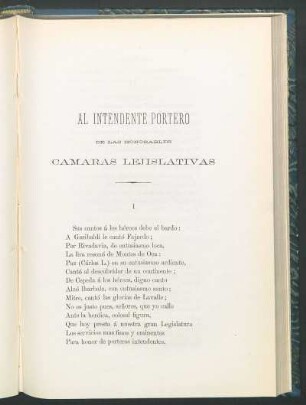 Al intendente portero de las honorables cámaras lejislativas