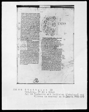 Bibel — Initiale A (ambulans) & Initiale V (idens), Folio 18 recto