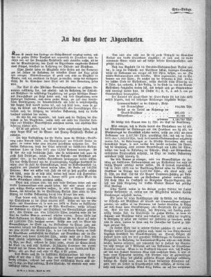 An das Haus der Abgeordneten