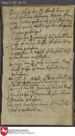 Genealogische Notizen der Familie von Schulte, angefertigt von Familienmitgliedern Ausf., Papier