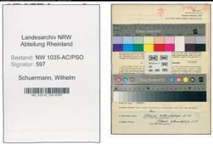 Entnazifizierung Wilhelm Schuermann , geb. 23.05.1907 (Bergmann)
