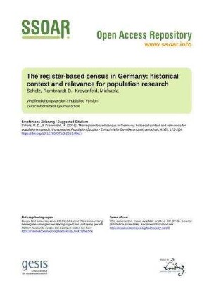The register-based census in Germany: historical context and relevance for population research