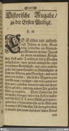Historische Zugabe, zu der Ersten Predigt
