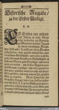 Historische Zugabe, zu der Ersten Predigt