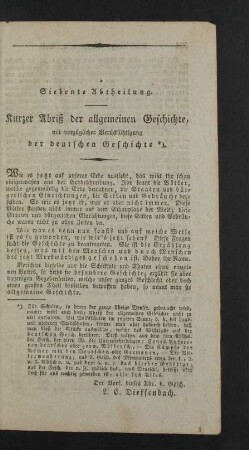 Siebente Abtheilung. Kurzer Abriß der allgemeinen Geschichte [...]
