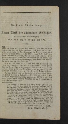 Siebente Abtheilung. Kurzer Abriß der allgemeinen Geschichte [...]