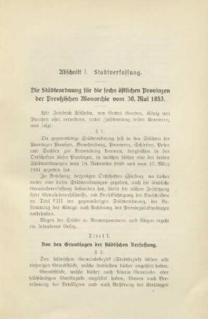 Abschnitt I. Stadtverfassung