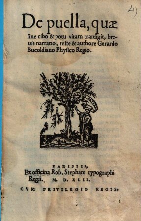 De puella, quae sine cibo et potu vitam transigit, brevis narratio