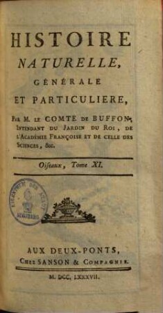 Histoire naturelle, générale et particulière, [3,]11. Oiseaux
