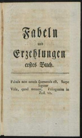 Fabeln und Erzehlungen erstes Buch