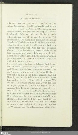 10. Kapitel. Natur und Idealstaat