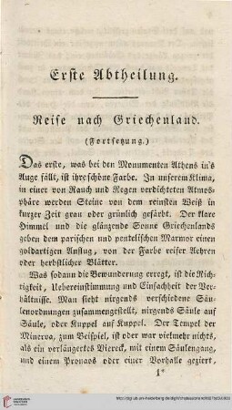 Erste Abtheilung: Reise nach Griechenland (Fortsetzung)
