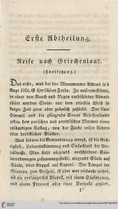 Erste Abtheilung: Reise nach Griechenland (Fortsetzung)