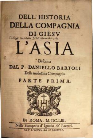 Dell'historia della compagnia di Giesù, P.1.
