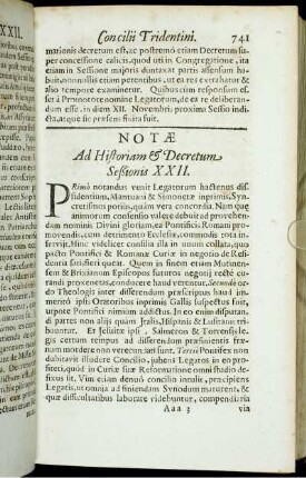 Ad Historiam & Decretum Sessionis XXII.