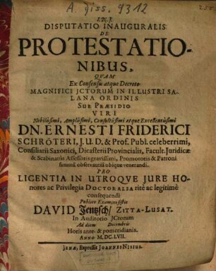 Disputatio Inauguralis De Protestationibus