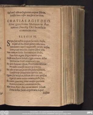 Gratias Agit Deo, febre gravissima liberatus in Autumno: simulq[ue] Dei beneficia commemorat. Elegia IX.