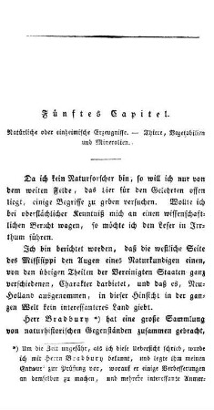 Fünftes Capitel - Natürliche und einheimische Erzeugnisse. - Thiere, Vegetabilien und Mineralien.