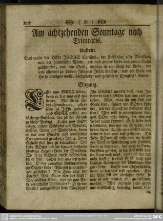 Am achtzehenden Sonntage nach Trinitatis