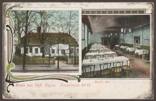 Ansichtskarte "Café Heyne" Hasenheide, koloriert