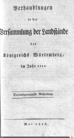 43: Ständeversammlung, Protokolle, 1816, Bd. 23