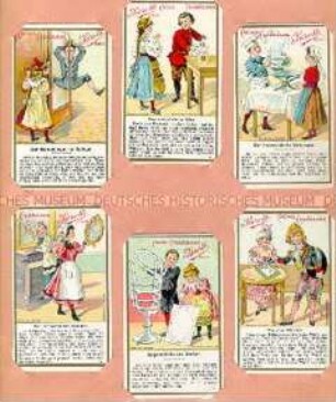 Albumblätter mit je 6 aufgestecken Sammel-Karten mit Sarotti-Werbung aus einer Serie mit Zauberkunststücken u.ä. (138 Bilder) - Sachkonvolut