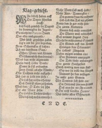 Klag-gedicht.