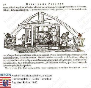 Johann Moritz Graf v. Nassau-Siegen (1604-1679) / Planskizze eines Schöpfrades in der brasilianischen Landwirtschaft eingesetzt aus: Caspar Barlaeus, Rerum per octennium ...
