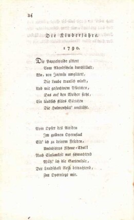Die Kinderjahre. 1790.