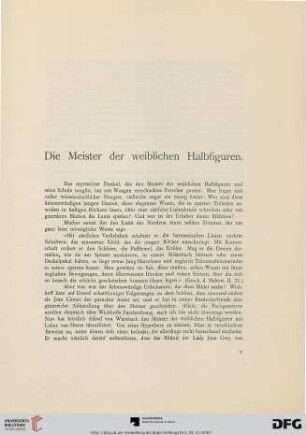 Die Meister der weiblichen Halbfiguren