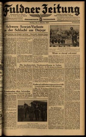 Ausgabe vom Freitag, den 01. Oktober 1943.